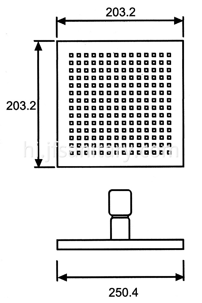 Size Of Overhead Rainfall Shower Single Function